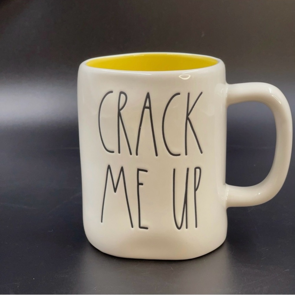 Rae Dunn White and Yellow 'Crack Me Up' Mug